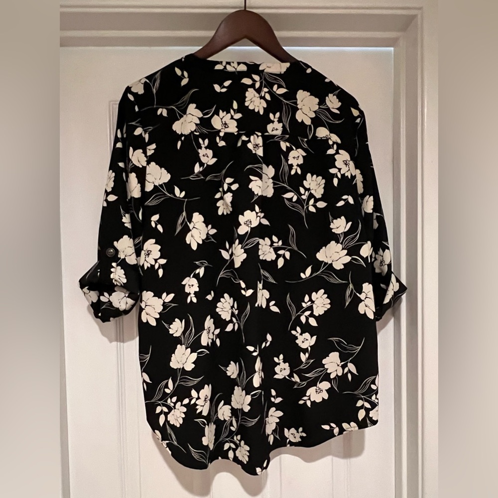 Floral Black and White Blouse